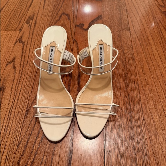 Manolo Blahnik White Strappy Sandals Heels - Picture 1 of 6